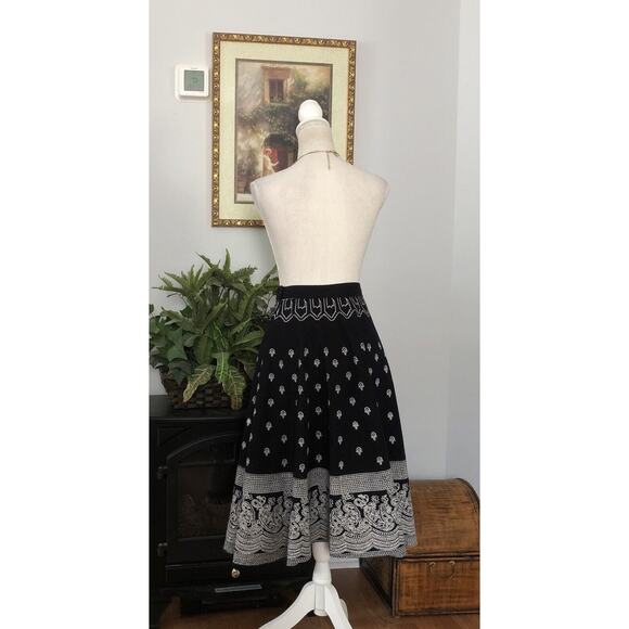 Erica Brooke Women Skirt Black White & Gold Size 36 XXL Cotton 100% Embellished - Picture 5 of 12